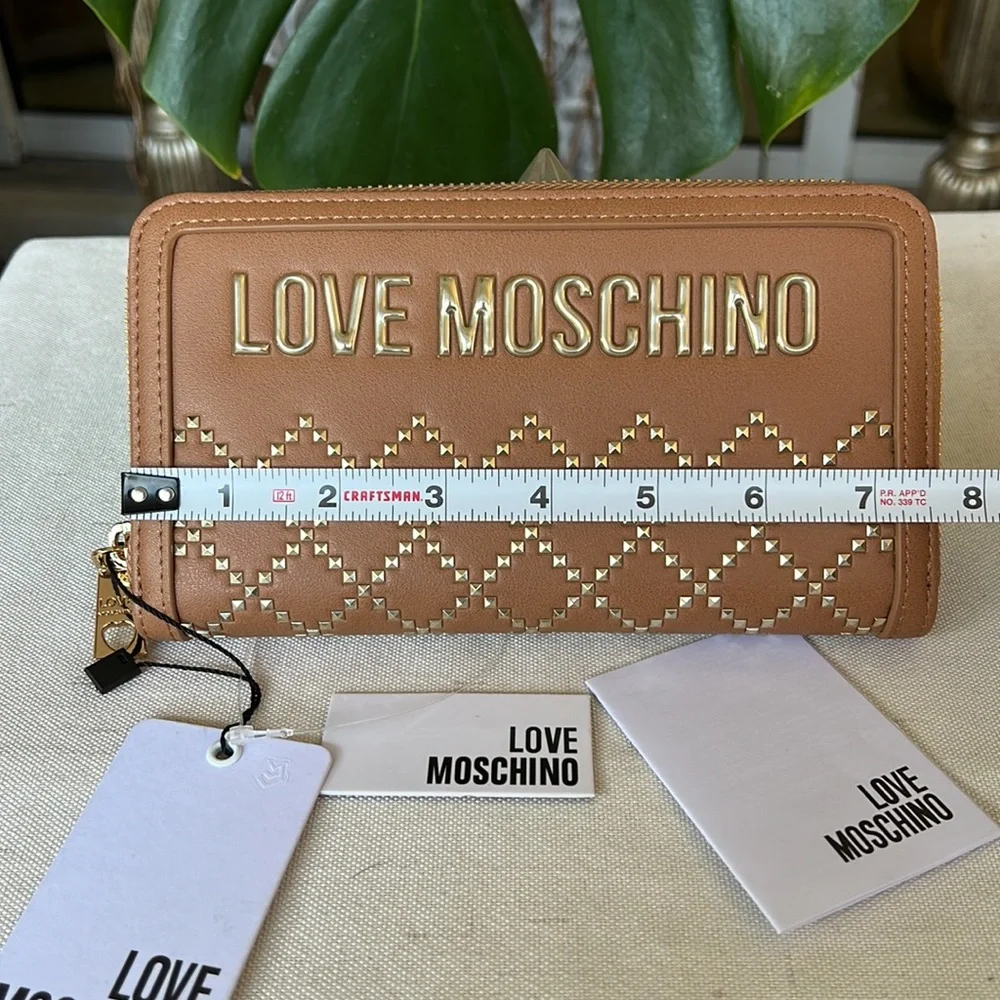 LOVE MOSCHINO Studded large Continental wallet Tan
